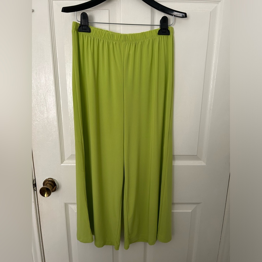 Slinky Brand Lime Green Wide-Leg Elastic Waist Pants